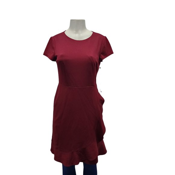 Adrianna Papell Knit Crepe Ruffled Wrap Dress 4 - Picture 2 of 16